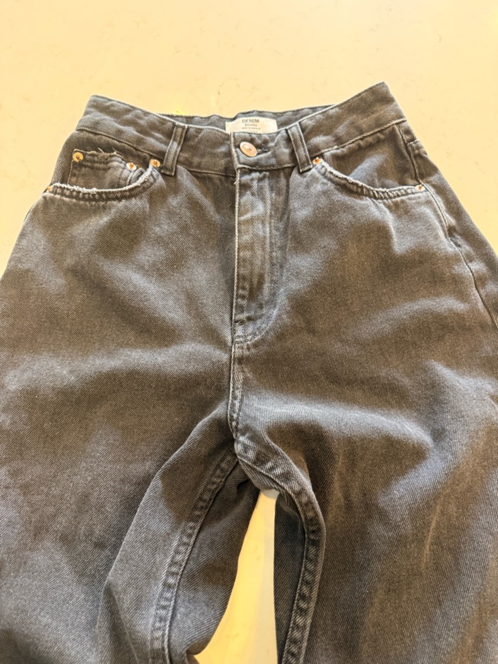 Bershka for Zara Women's Washed Black Wide-Leg Jeans